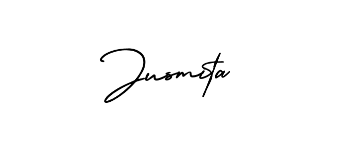 How to make Jusmita name signature. Use AmerikaSignatureDemo-Regular style for creating short signs online. This is the latest handwritten sign. Jusmita signature style 3 images and pictures png