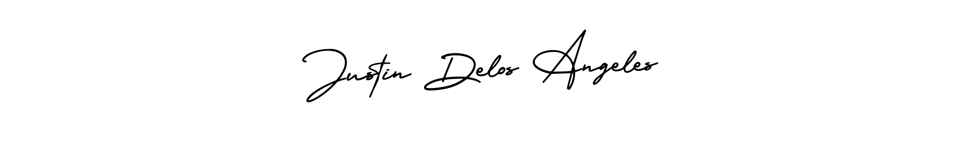 You should practise on your own different ways (AmerikaSignatureDemo-Regular) to write your name (Justin Delos Angeles) in signature. don't let someone else do it for you. Justin Delos Angeles signature style 3 images and pictures png