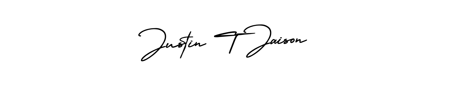 Justin T Jaison stylish signature style. Best Handwritten Sign (AmerikaSignatureDemo-Regular) for my name. Handwritten Signature Collection Ideas for my name Justin T Jaison. Justin T Jaison signature style 3 images and pictures png