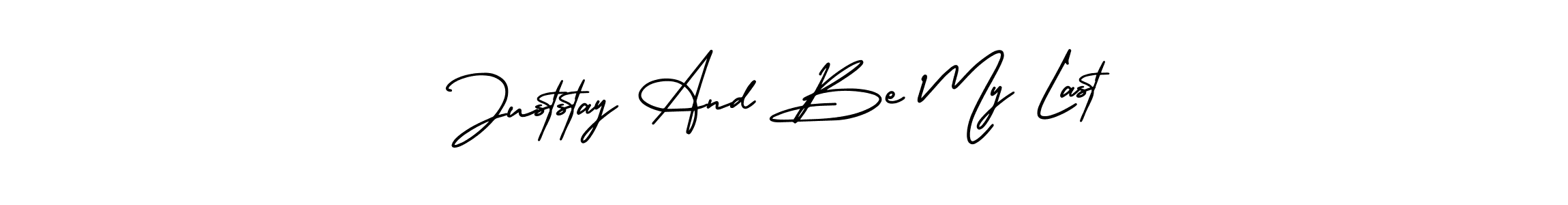 How to make Juststay And Be My Last name signature. Use AmerikaSignatureDemo-Regular style for creating short signs online. This is the latest handwritten sign. Juststay And Be My Last signature style 3 images and pictures png