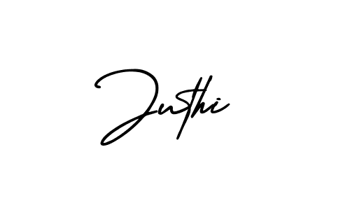 You should practise on your own different ways (AmerikaSignatureDemo-Regular) to write your name (Juthi) in signature. don't let someone else do it for you. Juthi signature style 3 images and pictures png