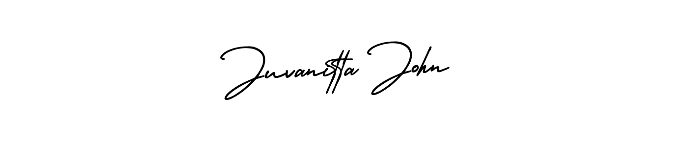 This is the best signature style for the Juvanitta John name. Also you like these signature font (AmerikaSignatureDemo-Regular). Mix name signature. Juvanitta John signature style 3 images and pictures png