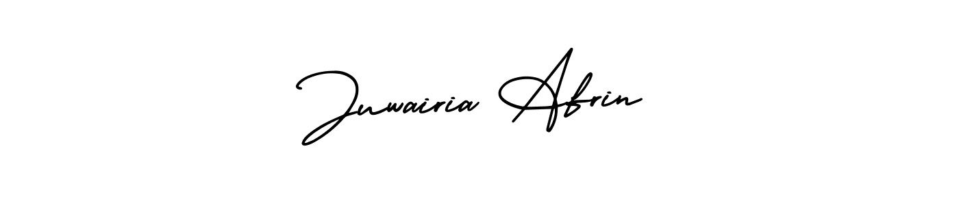 You should practise on your own different ways (AmerikaSignatureDemo-Regular) to write your name (Juwairia Afrin) in signature. don't let someone else do it for you. Juwairia Afrin signature style 3 images and pictures png
