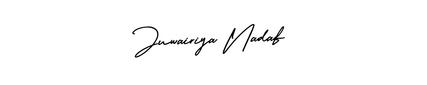 Also You can easily find your signature by using the search form. We will create Juwairiya Nadaf name handwritten signature images for you free of cost using AmerikaSignatureDemo-Regular sign style. Juwairiya Nadaf signature style 3 images and pictures png