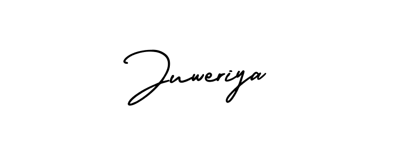 How to make Juweriya name signature. Use AmerikaSignatureDemo-Regular style for creating short signs online. This is the latest handwritten sign. Juweriya signature style 3 images and pictures png