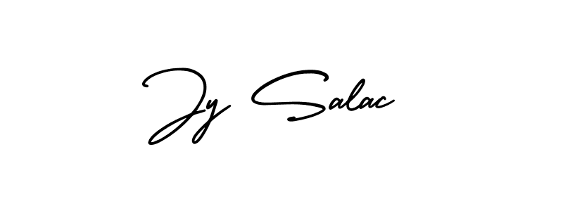 The best way (AmerikaSignatureDemo-Regular) to make a short signature is to pick only two or three words in your name. The name Jy Salac include a total of six letters. For converting this name. Jy Salac signature style 3 images and pictures png