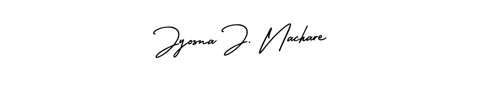 You should practise on your own different ways (AmerikaSignatureDemo-Regular) to write your name (Jyosna J. Nachare) in signature. don't let someone else do it for you. Jyosna J. Nachare signature style 3 images and pictures png