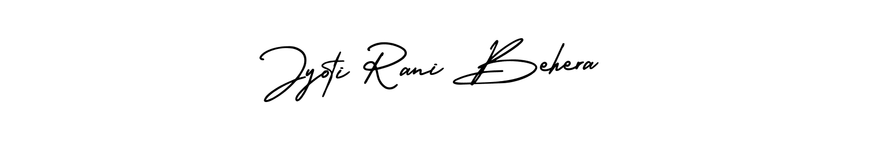 You should practise on your own different ways (AmerikaSignatureDemo-Regular) to write your name (Jyoti Rani Behera) in signature. don't let someone else do it for you. Jyoti Rani Behera signature style 3 images and pictures png