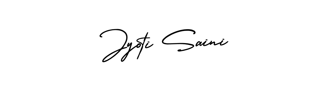 You should practise on your own different ways (AmerikaSignatureDemo-Regular) to write your name (Jyoti Saini) in signature. don't let someone else do it for you. Jyoti Saini signature style 3 images and pictures png