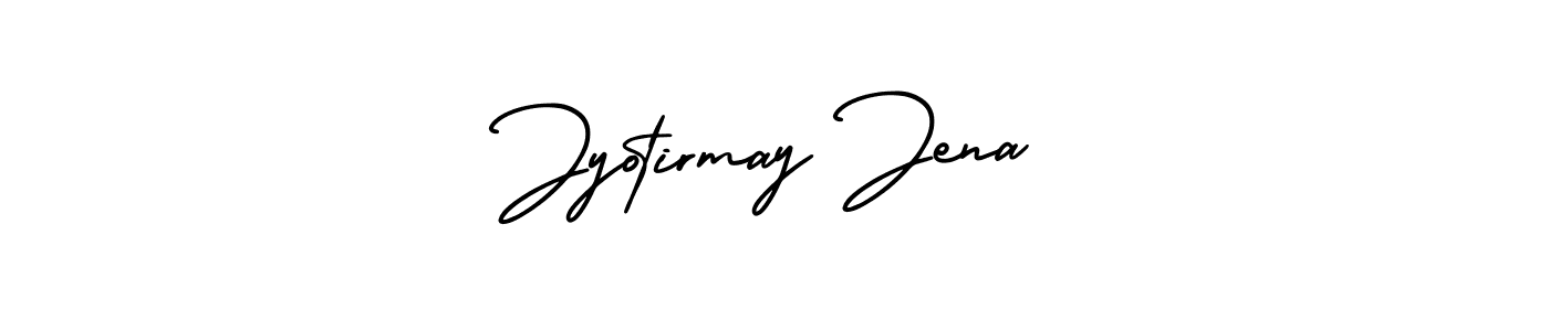 You should practise on your own different ways (AmerikaSignatureDemo-Regular) to write your name (Jyotirmay Jena) in signature. don't let someone else do it for you. Jyotirmay Jena signature style 3 images and pictures png