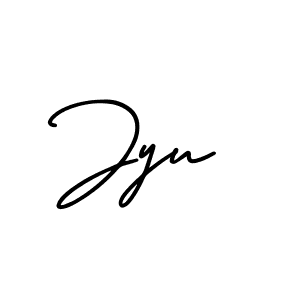 How to make Jyu name signature. Use AmerikaSignatureDemo-Regular style for creating short signs online. This is the latest handwritten sign. Jyu signature style 3 images and pictures png