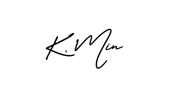 Also we have K, Min name is the best signature style. Create professional handwritten signature collection using AmerikaSignatureDemo-Regular autograph style. K, Min signature style 3 images and pictures png