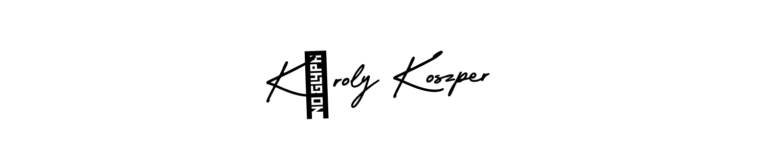 The best way (AmerikaSignatureDemo-Regular) to make a short signature is to pick only two or three words in your name. The name Károly Koszper include a total of six letters. For converting this name. Károly Koszper signature style 3 images and pictures png