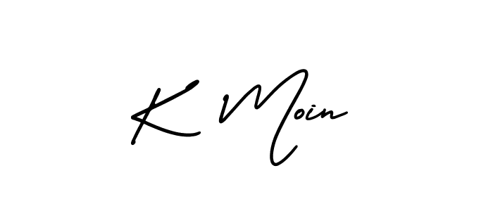 How to make K  Moin name signature. Use AmerikaSignatureDemo-Regular style for creating short signs online. This is the latest handwritten sign. K  Moin signature style 3 images and pictures png