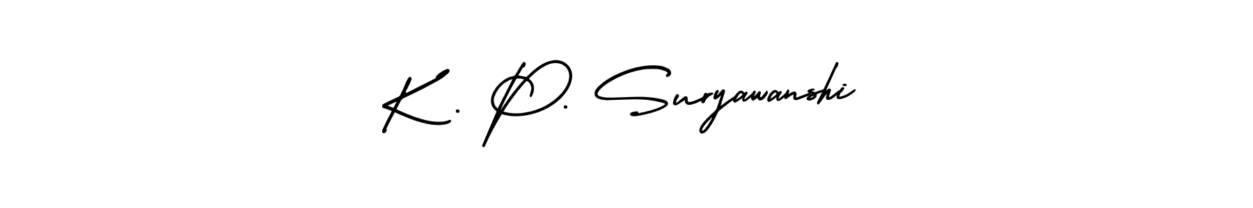 The best way (AmerikaSignatureDemo-Regular) to make a short signature is to pick only two or three words in your name. The name K . P. Suryawanshi include a total of six letters. For converting this name. K . P. Suryawanshi signature style 3 images and pictures png