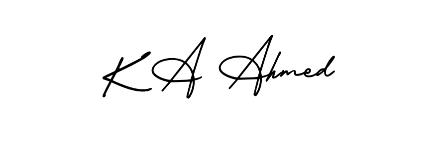 Create a beautiful signature design for name K A Ahmed. With this signature (AmerikaSignatureDemo-Regular) fonts, you can make a handwritten signature for free. K A Ahmed signature style 3 images and pictures png