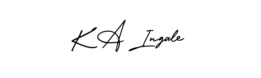 You should practise on your own different ways (AmerikaSignatureDemo-Regular) to write your name (K A Ingale) in signature. don't let someone else do it for you. K A Ingale signature style 3 images and pictures png