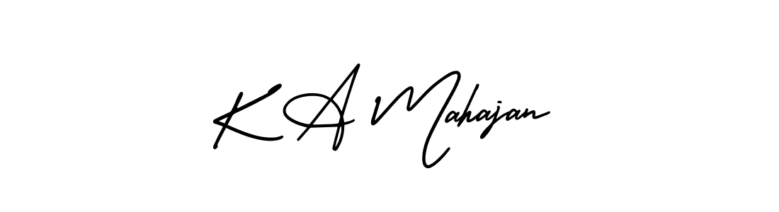 You should practise on your own different ways (AmerikaSignatureDemo-Regular) to write your name (K A Mahajan) in signature. don't let someone else do it for you. K A Mahajan signature style 3 images and pictures png