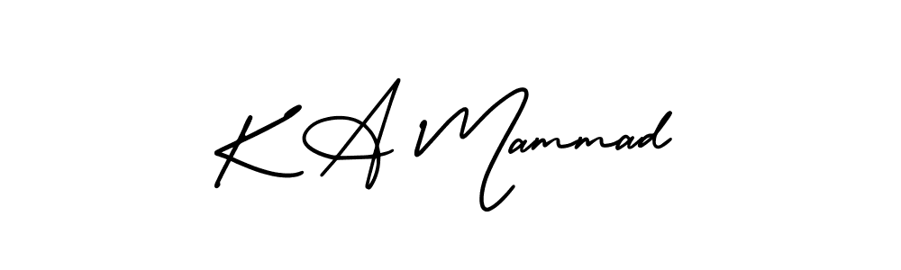 You should practise on your own different ways (AmerikaSignatureDemo-Regular) to write your name (K A Mammad) in signature. don't let someone else do it for you. K A Mammad signature style 3 images and pictures png