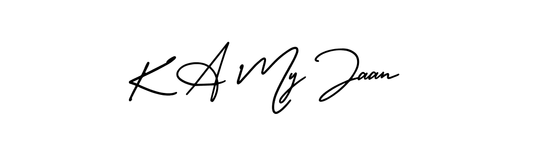 The best way (AmerikaSignatureDemo-Regular) to make a short signature is to pick only two or three words in your name. The name K A My Jaan include a total of six letters. For converting this name. K A My Jaan signature style 3 images and pictures png