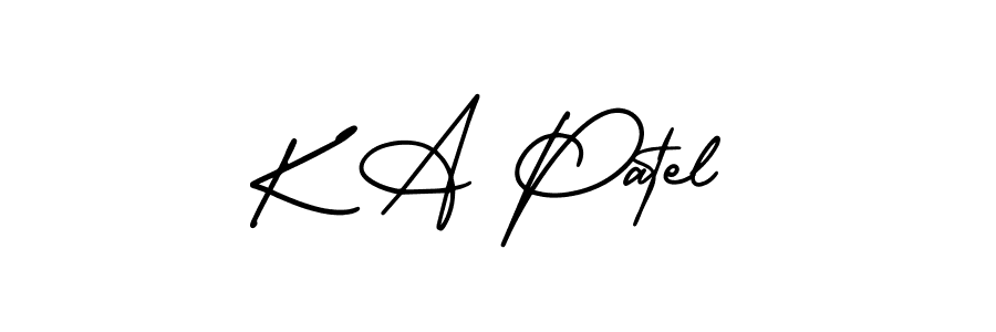 The best way (AmerikaSignatureDemo-Regular) to make a short signature is to pick only two or three words in your name. The name K A Patel include a total of six letters. For converting this name. K A Patel signature style 3 images and pictures png