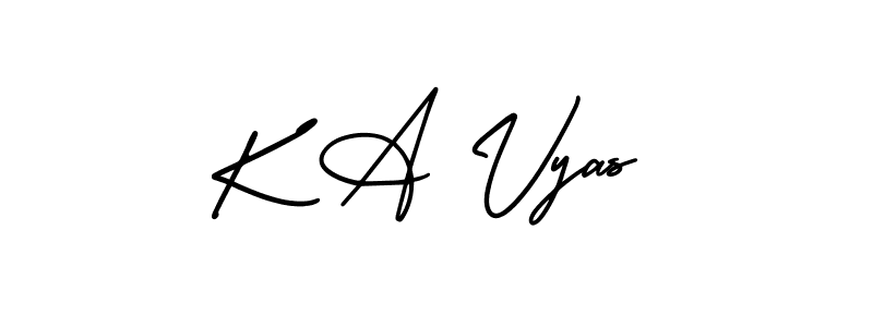 You should practise on your own different ways (AmerikaSignatureDemo-Regular) to write your name (K A Vyas) in signature. don't let someone else do it for you. K A Vyas signature style 3 images and pictures png