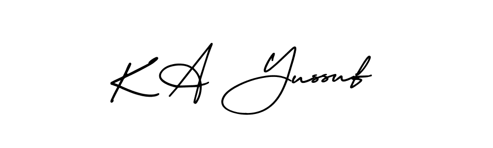 Make a beautiful signature design for name K A Yussuf. With this signature (AmerikaSignatureDemo-Regular) style, you can create a handwritten signature for free. K A Yussuf signature style 3 images and pictures png