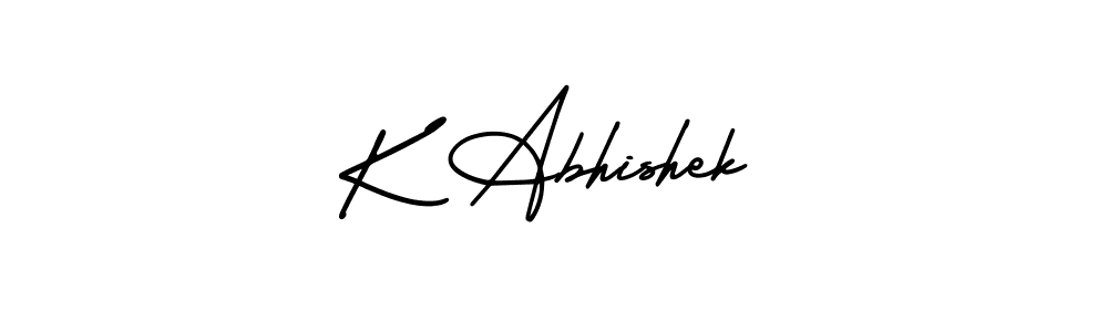 You should practise on your own different ways (AmerikaSignatureDemo-Regular) to write your name (K Abhishek) in signature. don't let someone else do it for you. K Abhishek signature style 3 images and pictures png