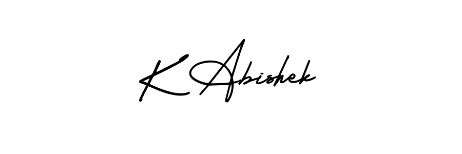 The best way (AmerikaSignatureDemo-Regular) to make a short signature is to pick only two or three words in your name. The name K Abishek include a total of six letters. For converting this name. K Abishek signature style 3 images and pictures png