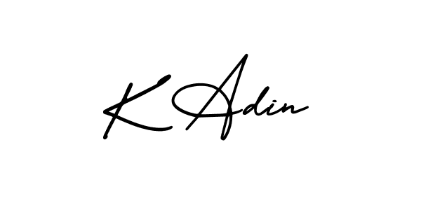 The best way (AmerikaSignatureDemo-Regular) to make a short signature is to pick only two or three words in your name. The name K Adin include a total of six letters. For converting this name. K Adin signature style 3 images and pictures png