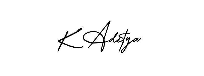 You should practise on your own different ways (AmerikaSignatureDemo-Regular) to write your name (K Aditya) in signature. don't let someone else do it for you. K Aditya signature style 3 images and pictures png