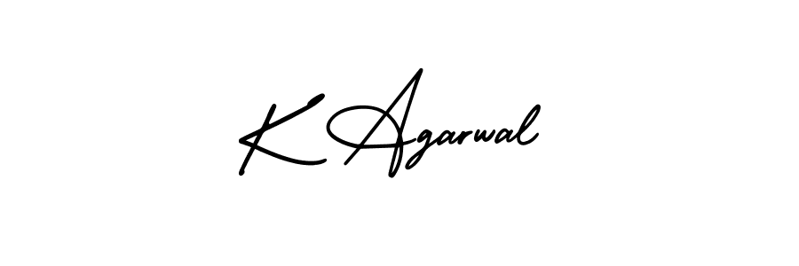 How to make K Agarwal name signature. Use AmerikaSignatureDemo-Regular style for creating short signs online. This is the latest handwritten sign. K Agarwal signature style 3 images and pictures png