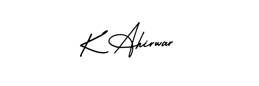 Make a beautiful signature design for name K Ahirwar. With this signature (AmerikaSignatureDemo-Regular) style, you can create a handwritten signature for free. K Ahirwar signature style 3 images and pictures png