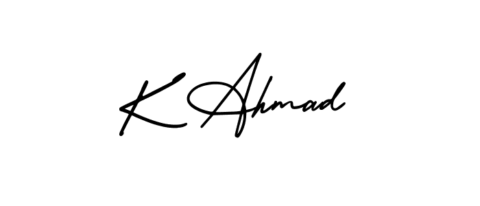 Use a signature maker to create a handwritten signature online. With this signature software, you can design (AmerikaSignatureDemo-Regular) your own signature for name K Ahmad. K Ahmad signature style 3 images and pictures png