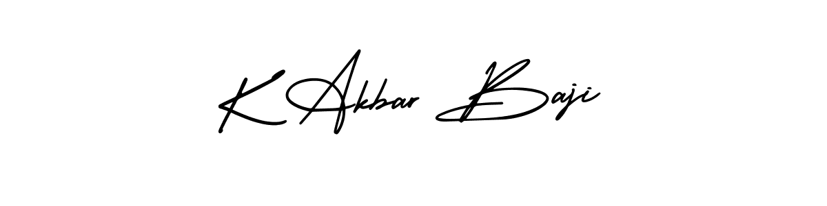 The best way (AmerikaSignatureDemo-Regular) to make a short signature is to pick only two or three words in your name. The name K Akbar Baji include a total of six letters. For converting this name. K Akbar Baji signature style 3 images and pictures png