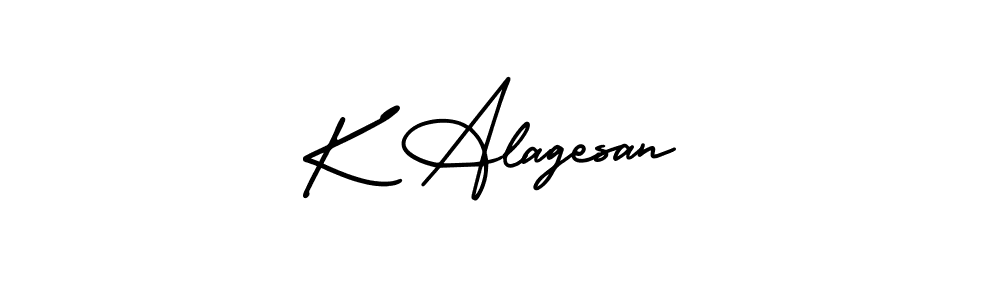 You should practise on your own different ways (AmerikaSignatureDemo-Regular) to write your name (K Alagesan) in signature. don't let someone else do it for you. K Alagesan signature style 3 images and pictures png