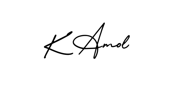 You should practise on your own different ways (AmerikaSignatureDemo-Regular) to write your name (K Amol) in signature. don't let someone else do it for you. K Amol signature style 3 images and pictures png