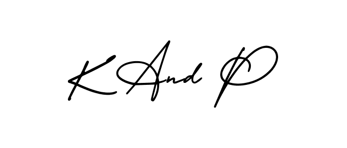 K And P stylish signature style. Best Handwritten Sign (AmerikaSignatureDemo-Regular) for my name. Handwritten Signature Collection Ideas for my name K And P. K And P signature style 3 images and pictures png