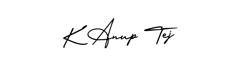 Create a beautiful signature design for name K Anup Tej. With this signature (AmerikaSignatureDemo-Regular) fonts, you can make a handwritten signature for free. K Anup Tej signature style 3 images and pictures png