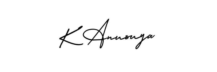 K Anusuya stylish signature style. Best Handwritten Sign (AmerikaSignatureDemo-Regular) for my name. Handwritten Signature Collection Ideas for my name K Anusuya. K Anusuya signature style 3 images and pictures png