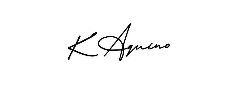 Similarly AmerikaSignatureDemo-Regular is the best handwritten signature design. Signature creator online .You can use it as an online autograph creator for name K Aquino. K Aquino signature style 3 images and pictures png