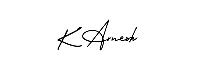 Make a beautiful signature design for name K Arnesh. With this signature (AmerikaSignatureDemo-Regular) style, you can create a handwritten signature for free. K Arnesh signature style 3 images and pictures png