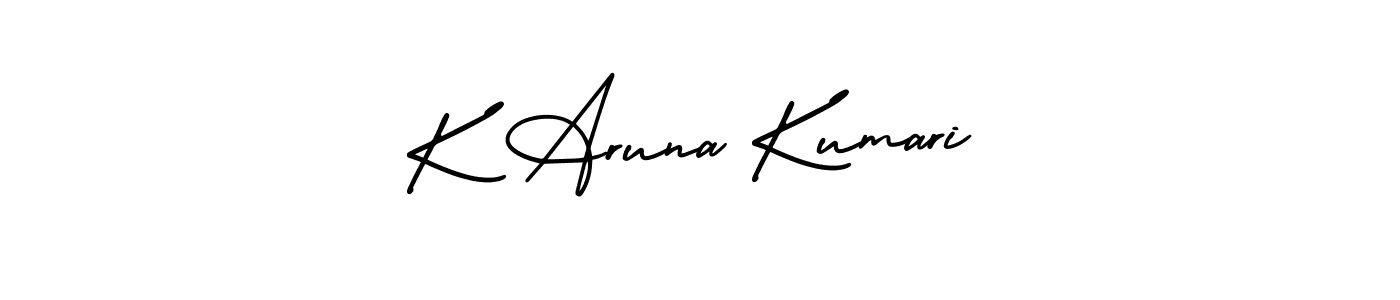 The best way (AmerikaSignatureDemo-Regular) to make a short signature is to pick only two or three words in your name. The name K Aruna Kumari include a total of six letters. For converting this name. K Aruna Kumari signature style 3 images and pictures png