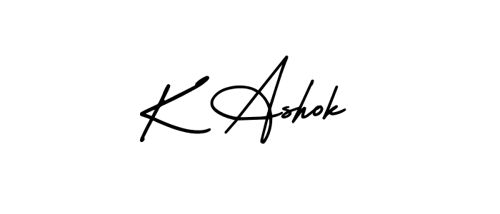 The best way (AmerikaSignatureDemo-Regular) to make a short signature is to pick only two or three words in your name. The name K Ashok include a total of six letters. For converting this name. K Ashok signature style 3 images and pictures png