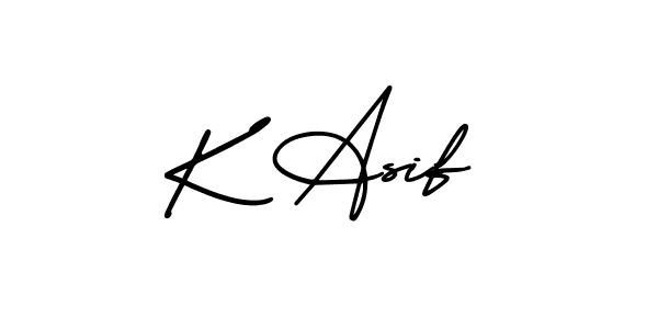 How to make K Asif name signature. Use AmerikaSignatureDemo-Regular style for creating short signs online. This is the latest handwritten sign. K Asif signature style 3 images and pictures png