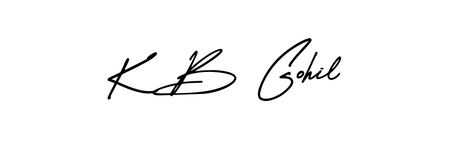 Use a signature maker to create a handwritten signature online. With this signature software, you can design (AmerikaSignatureDemo-Regular) your own signature for name K B Gohil. K B Gohil signature style 3 images and pictures png