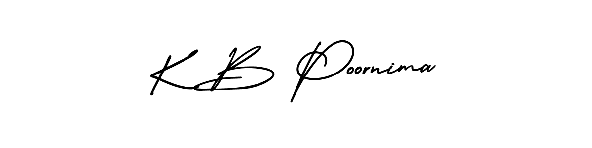 Use a signature maker to create a handwritten signature online. With this signature software, you can design (AmerikaSignatureDemo-Regular) your own signature for name K B Poornima. K B Poornima signature style 3 images and pictures png