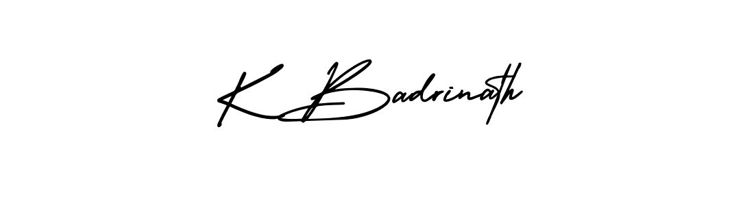 How to make K Badrinath name signature. Use AmerikaSignatureDemo-Regular style for creating short signs online. This is the latest handwritten sign. K Badrinath signature style 3 images and pictures png