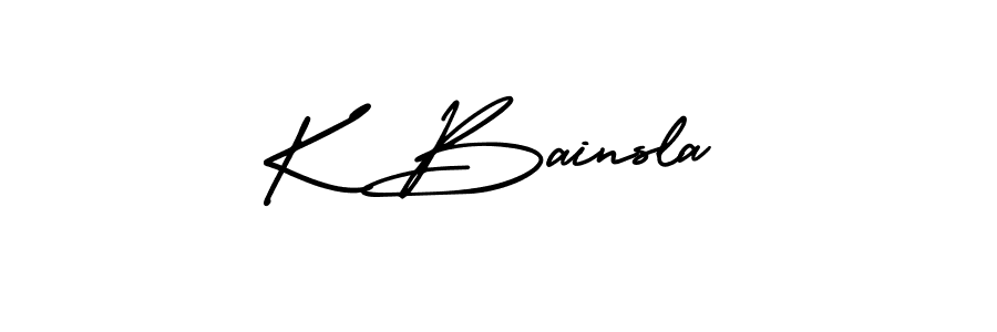 AmerikaSignatureDemo-Regular is a professional signature style that is perfect for those who want to add a touch of class to their signature. It is also a great choice for those who want to make their signature more unique. Get K Bainsla name to fancy signature for free. K Bainsla signature style 3 images and pictures png