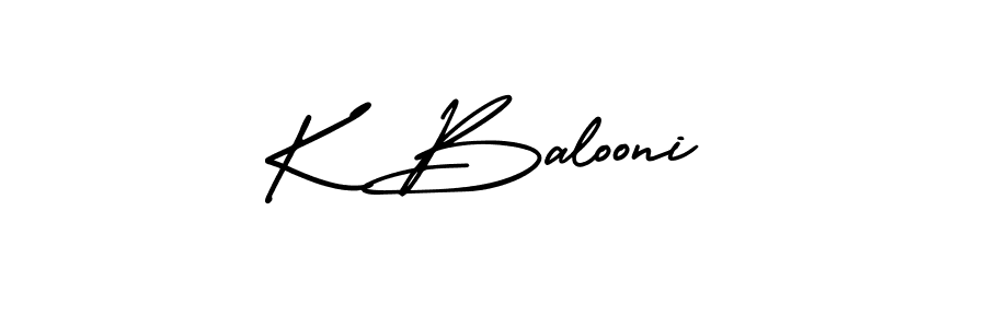 Use a signature maker to create a handwritten signature online. With this signature software, you can design (AmerikaSignatureDemo-Regular) your own signature for name K Balooni. K Balooni signature style 3 images and pictures png